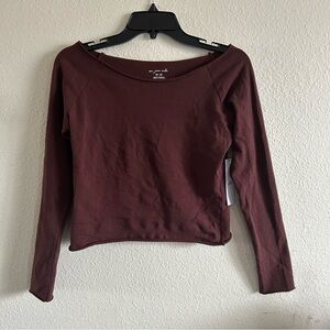 Out From Under Cotton Compression Boatneck Long Sleeve in Brown, Womens Medium